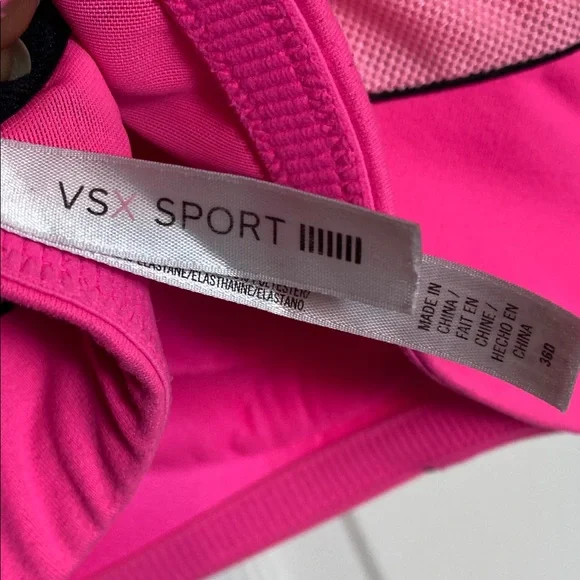 Victoria's Secret VSX Hot Pink and Black Longline Sports Bra - Picture 2 of 7